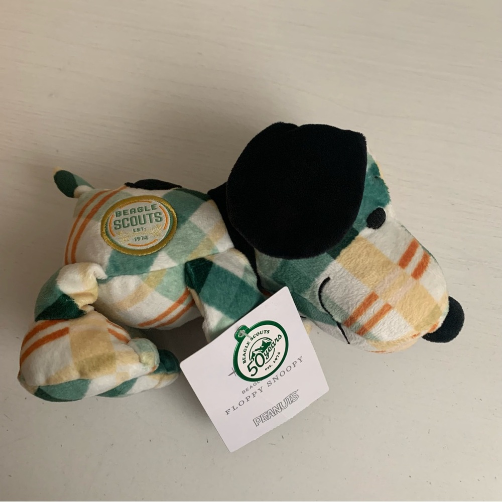 Hallmark Peanuts Floppy Snoopy Beagle Scout 50th Anniversary Plush Stuffed Toy